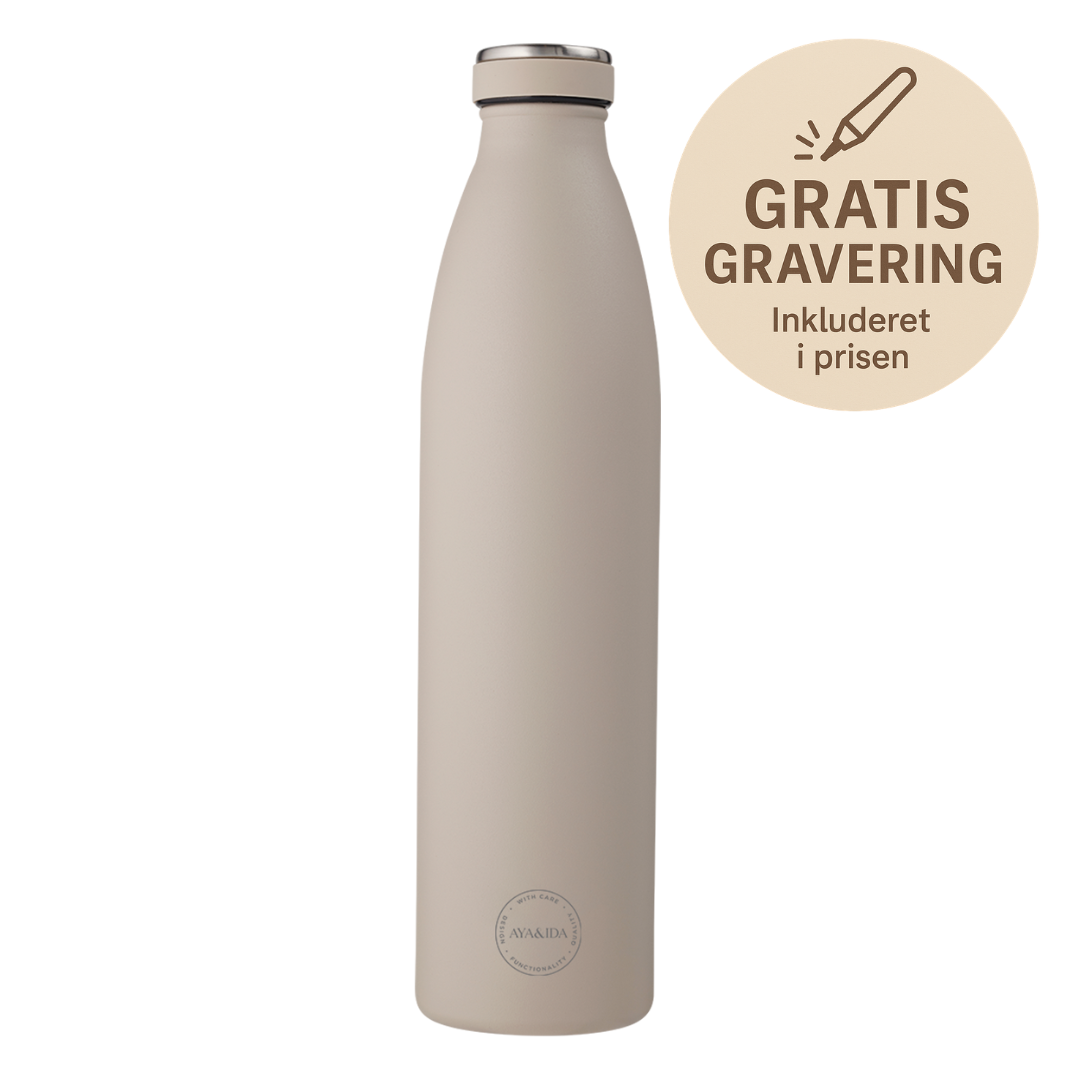Aya&ida, Drinking Bottle, Drikkeflaske Med Låg, 1000 Ml, Cream Beige