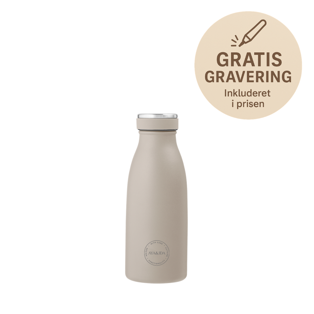 Aya&ida, Drinking Bottle, Drikkeflaske Med Låg, 350 Ml, Cream Beige