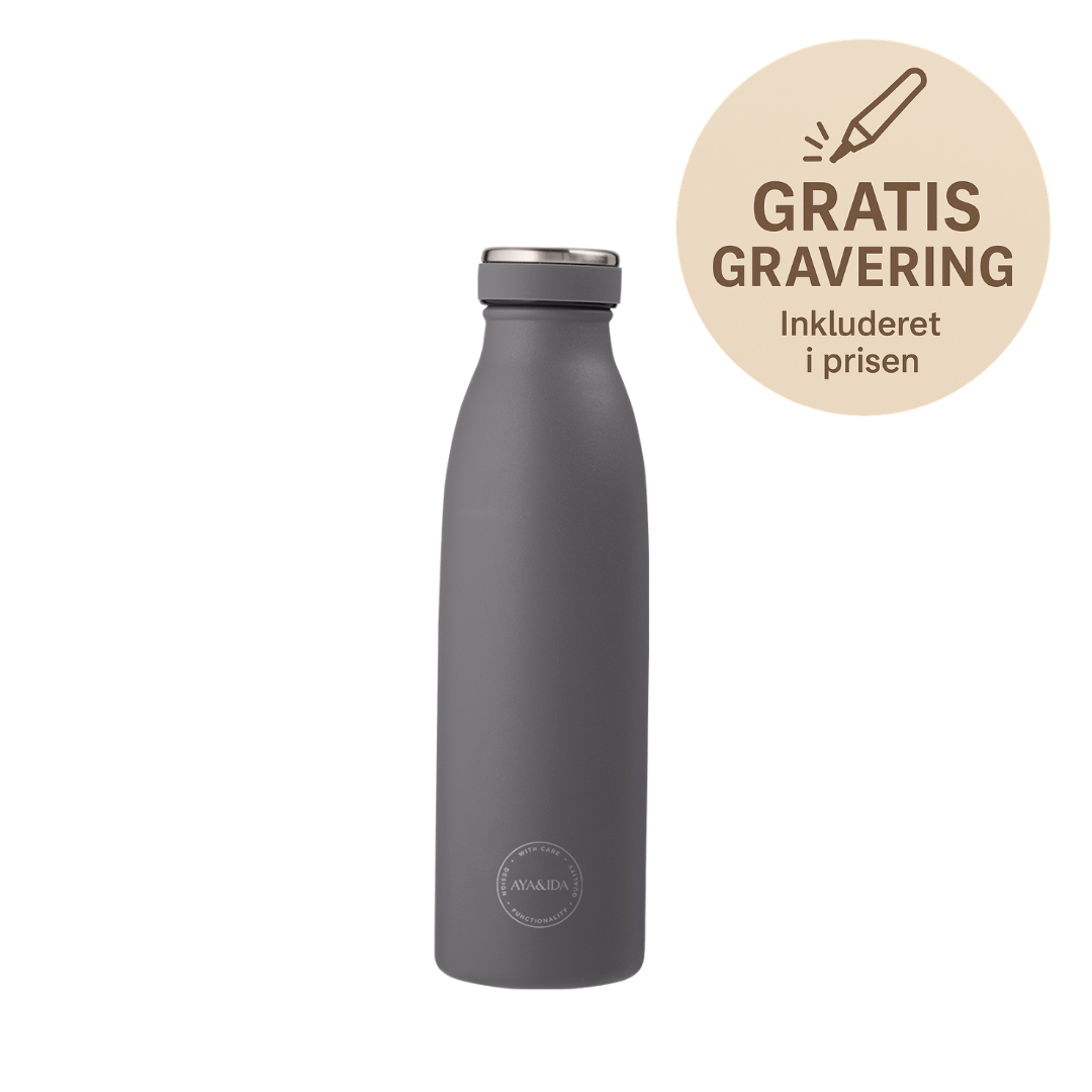 Aya&ida, Drinking Bottle, Drikkeflaske Med Låg, 500 Ml, Dark Grey