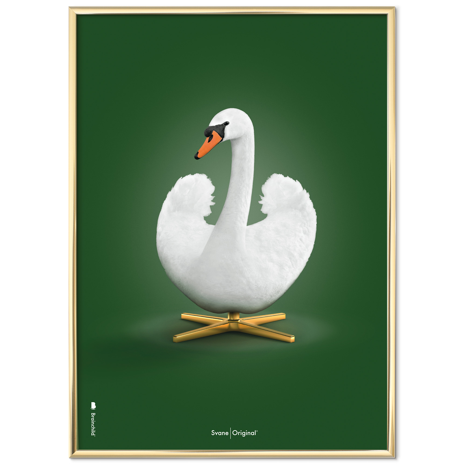 Billede af Plakat med Svane - Grøn Klassisk - 50x70 cm
