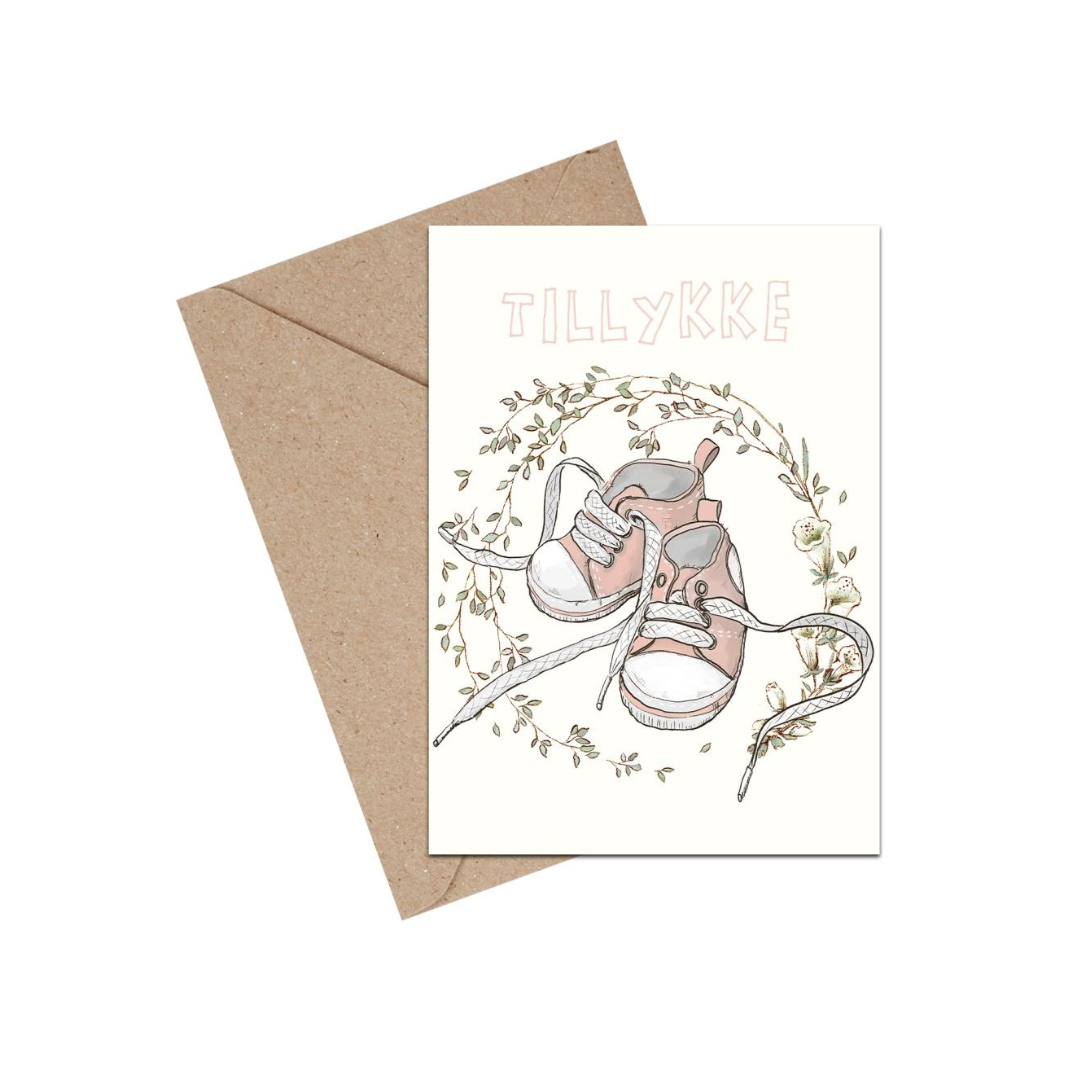 Tillykke Baby Pige, Converse Sko (A6 kort)