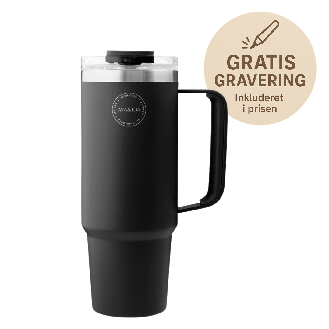 Termokop med Sugerør 885 ml, Matte Black