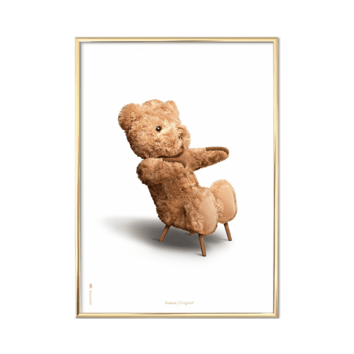 Plakat med Bamse - Hvid Klassisk - 50x70 cm - brainchild plakater