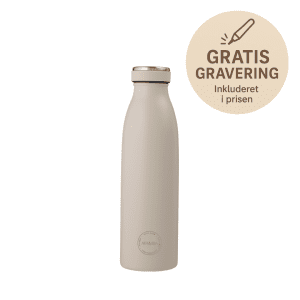Drikkeflaske 500 ml - cream beige - aya and ida flaske - drikkedunk med navn - vandflaske