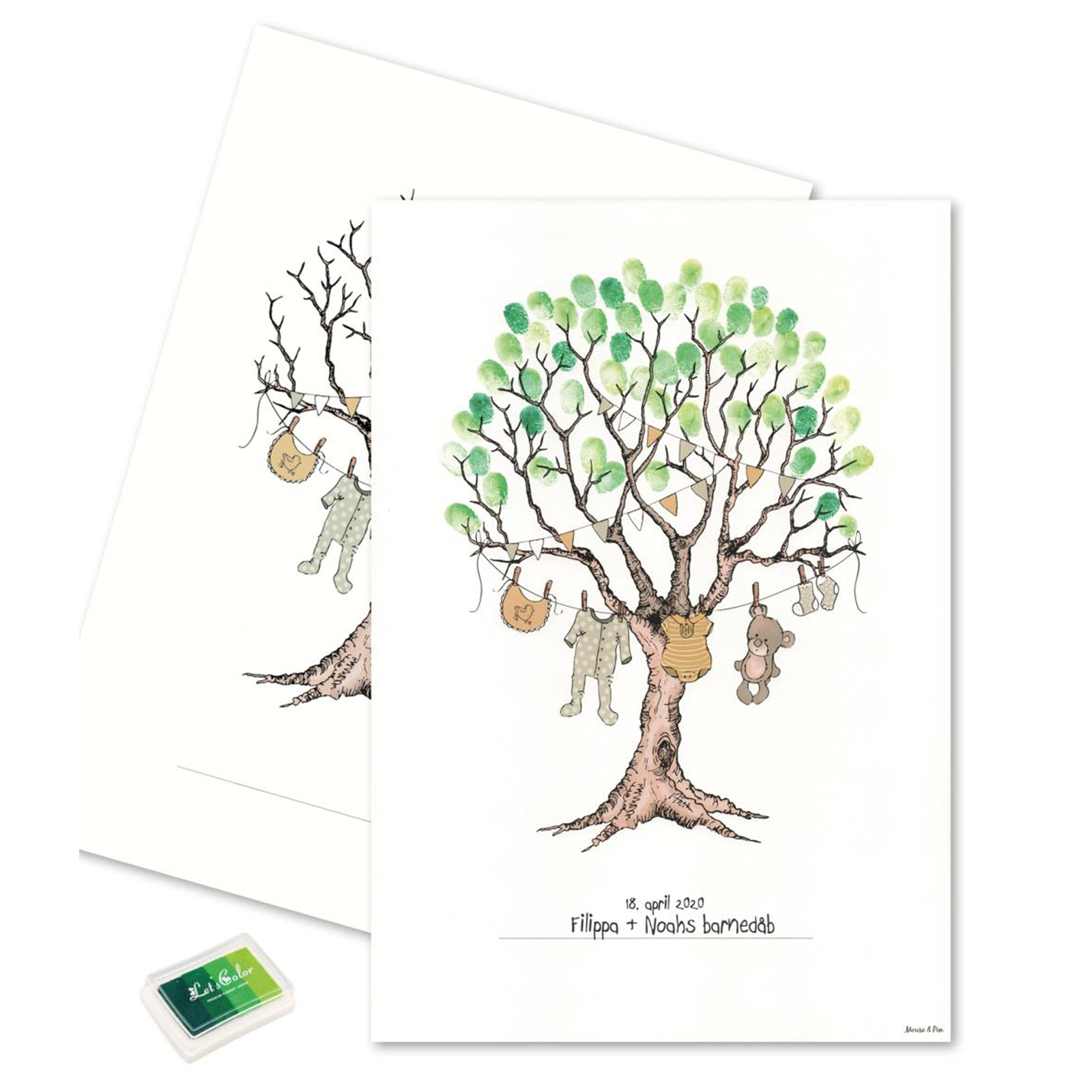 Fingeraftryks Plakat - Barnedåbstræ, Grøn