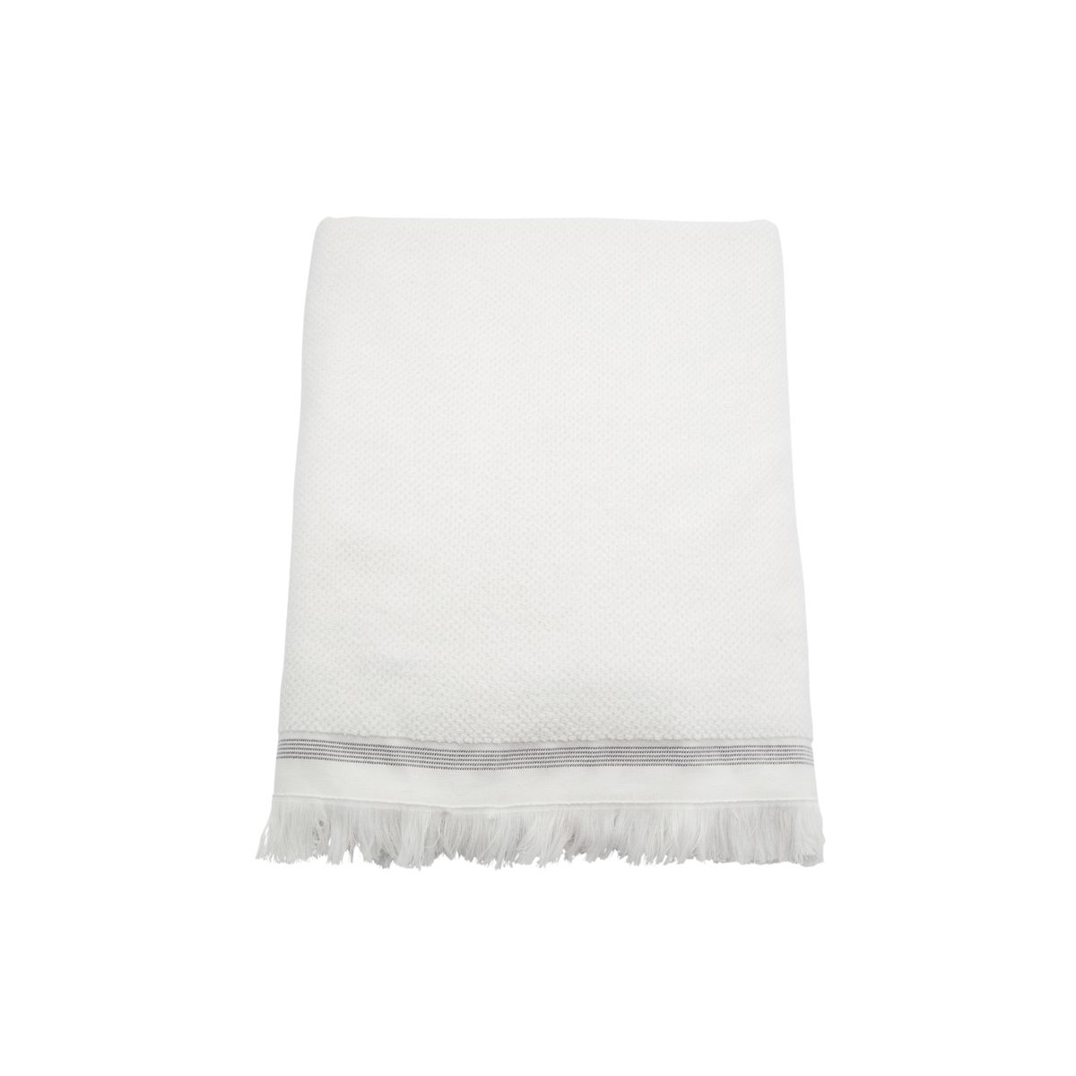 Håndklæde, 100x180 cm, Hvid med grå striber