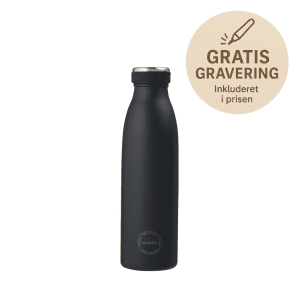 Drikkeflaske 500 ml - matte black - aya and ida - gratis gravering