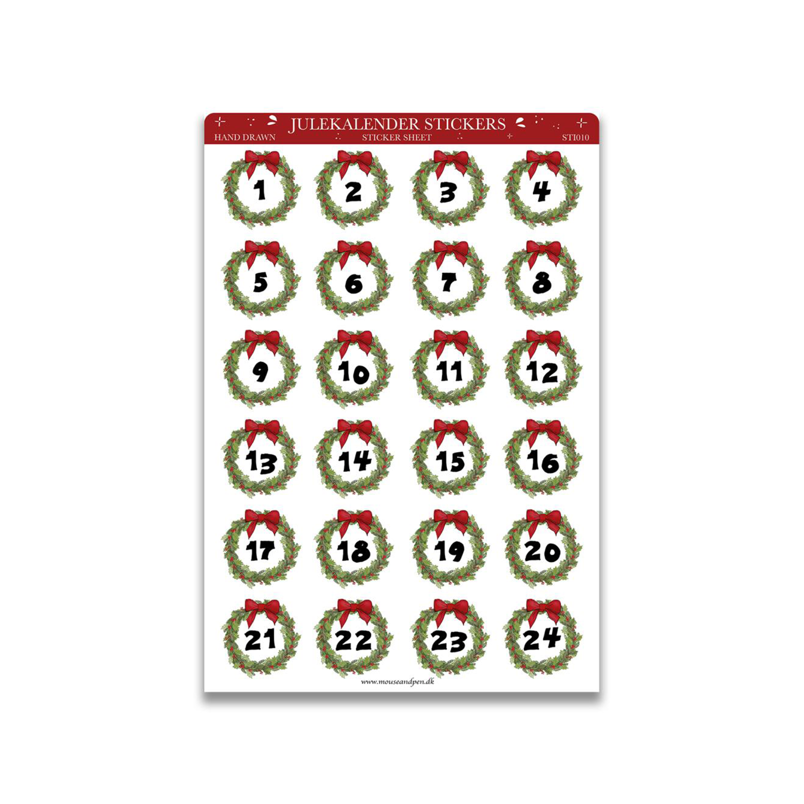Julekalender Stickers (24 Stickers)
