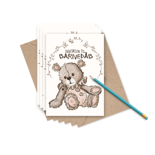 barnedaabs invitationer - invitation til barnedaab pige - mouse and pen