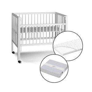 tilbud bedside crib - sofie hvid bedside med tilbehoer - boerneseng