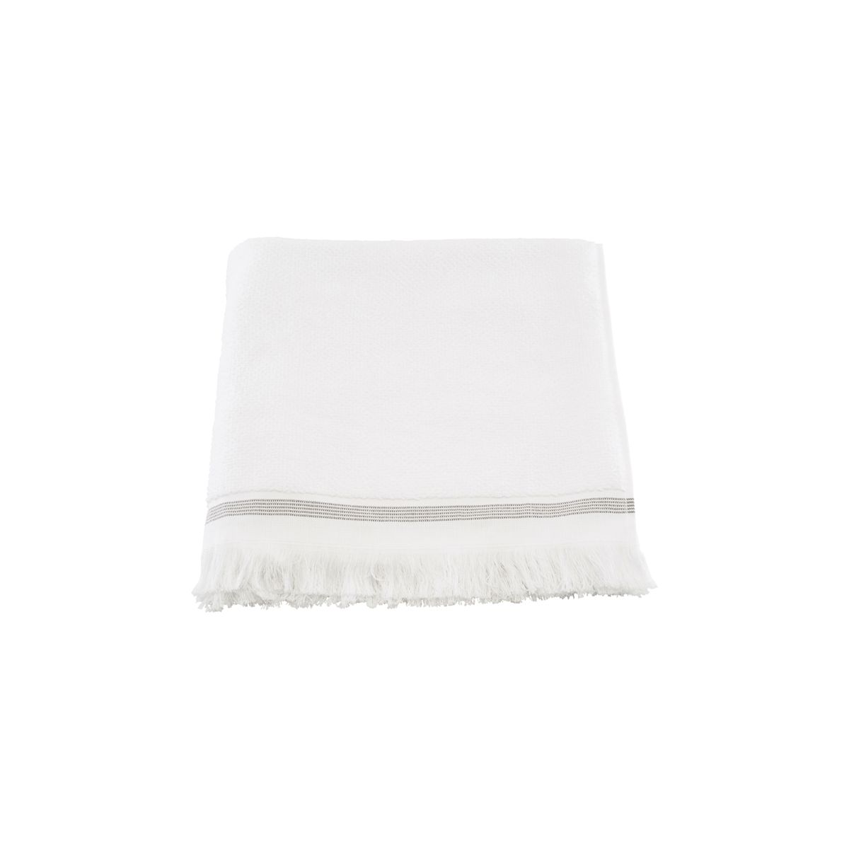 Håndklæde, 70x140 cm, Hvid med grå striber