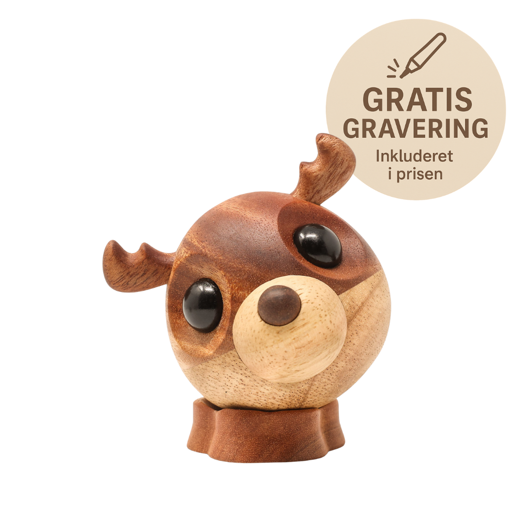 FableWood - Rensdyr, Rolf – Pick-Me-Up - traefigurer - gaveide - gratis gravering