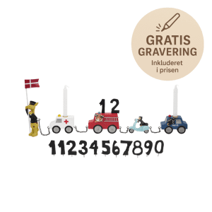 Kids by Friis foedselsdagstog - biler - gaveide - personlig gave med gravering