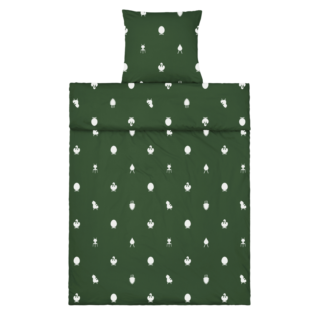 Sengetøj, Designikoner – 140×200 cm (Grøn/Hvid)