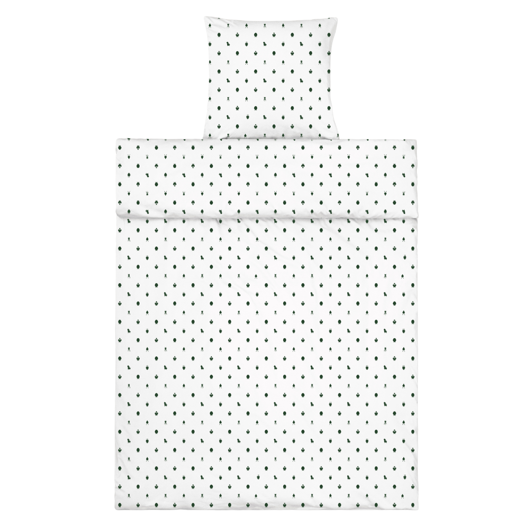 Sengetøj, Designikoner – 140×220 cm (Hvid/Grøn)
