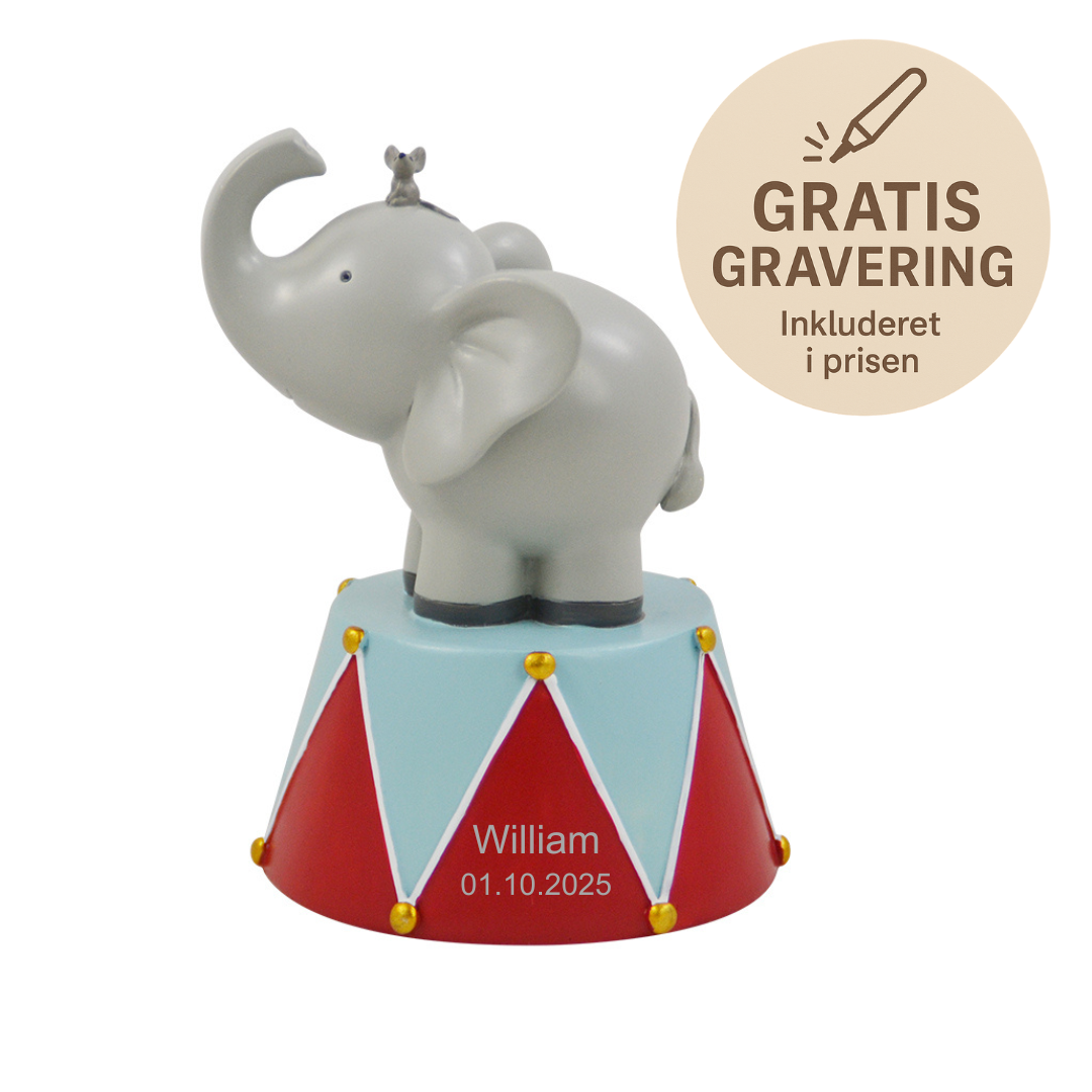 Kids By Friis - Sparegris – cirkuselefant - spareboesse - gave med gravering