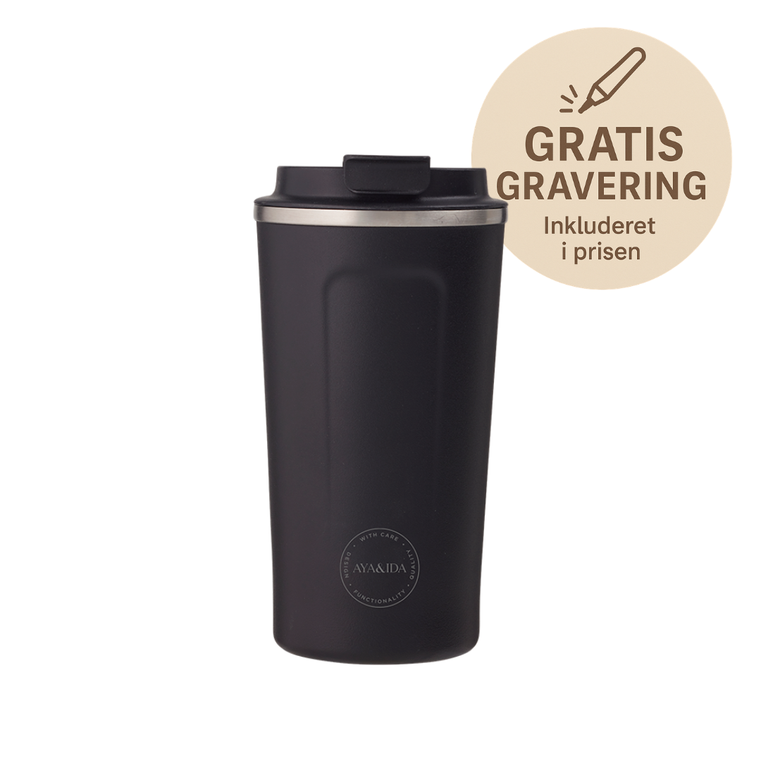 Cup2go 500 ml matte black - aya and ida - termokop med navn - gratis gravering
