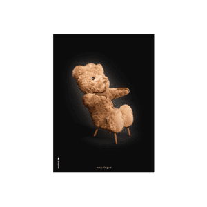 Plakat med Bamse - Sort Klassisk 30 x 40 cm - brainchild plakater