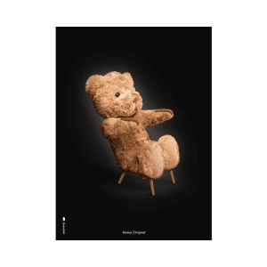 Plakat med Bamse - Sort Klassisk - 50 x 70 cm - brainchild plakater