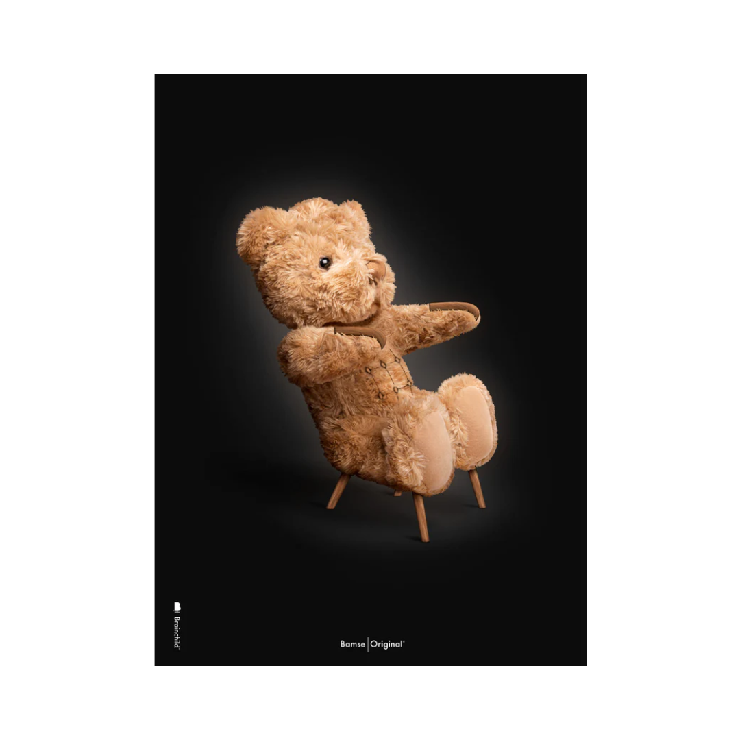 Plakat med Bamse – Sort Klassisk (50×70)