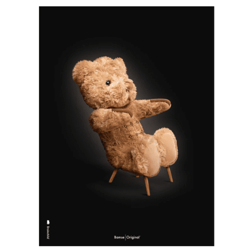 Plakat med Bamse - Sort Klassisk 70 x 100 cm - brainchild plakater