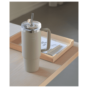 Termokop med Sugeroer 885 ml, Cream Beige - Aya and Ida