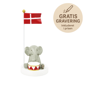 bordflag med elefant og tromme - bordflag med gravering - personlig gave med gravering