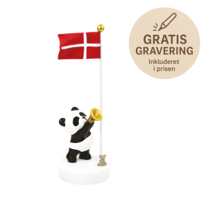 bordflag med panda og trompet - bordflag med gravering - personlig gave med gravering