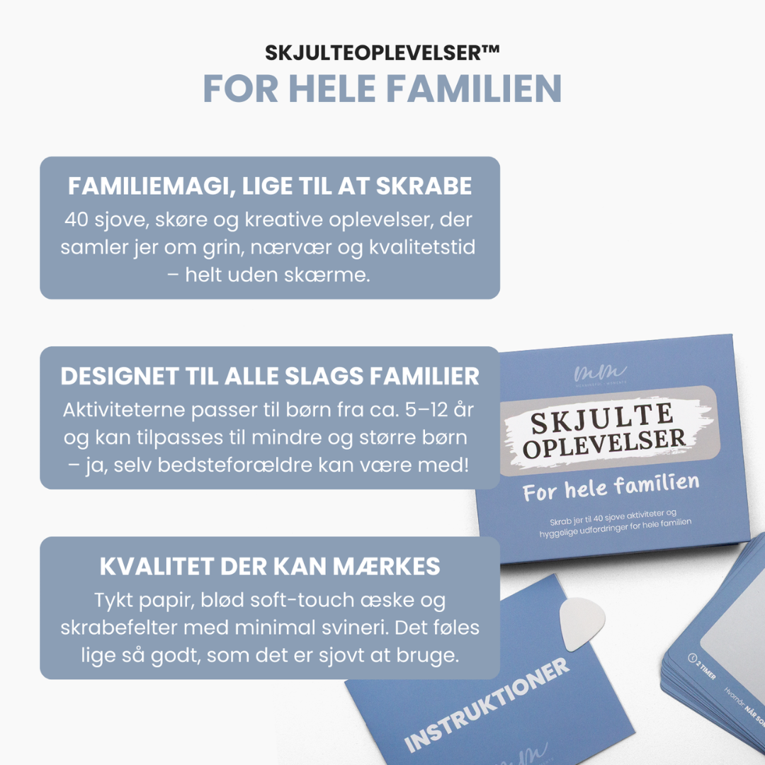 For hele Familien - skrabekort - familieaktiviteter - skjulte oplevelser - meaningful moments - ModernHouse