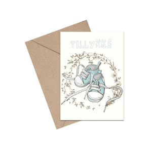Tillykke baby dreng converse sko - A6 kort - anledningskort - lykoensningskort
