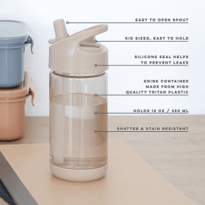 3 Sprouts Drikkedunk Taupe - 350 ml - boernedrikkeflaske - drikkeflaske - vandflaske