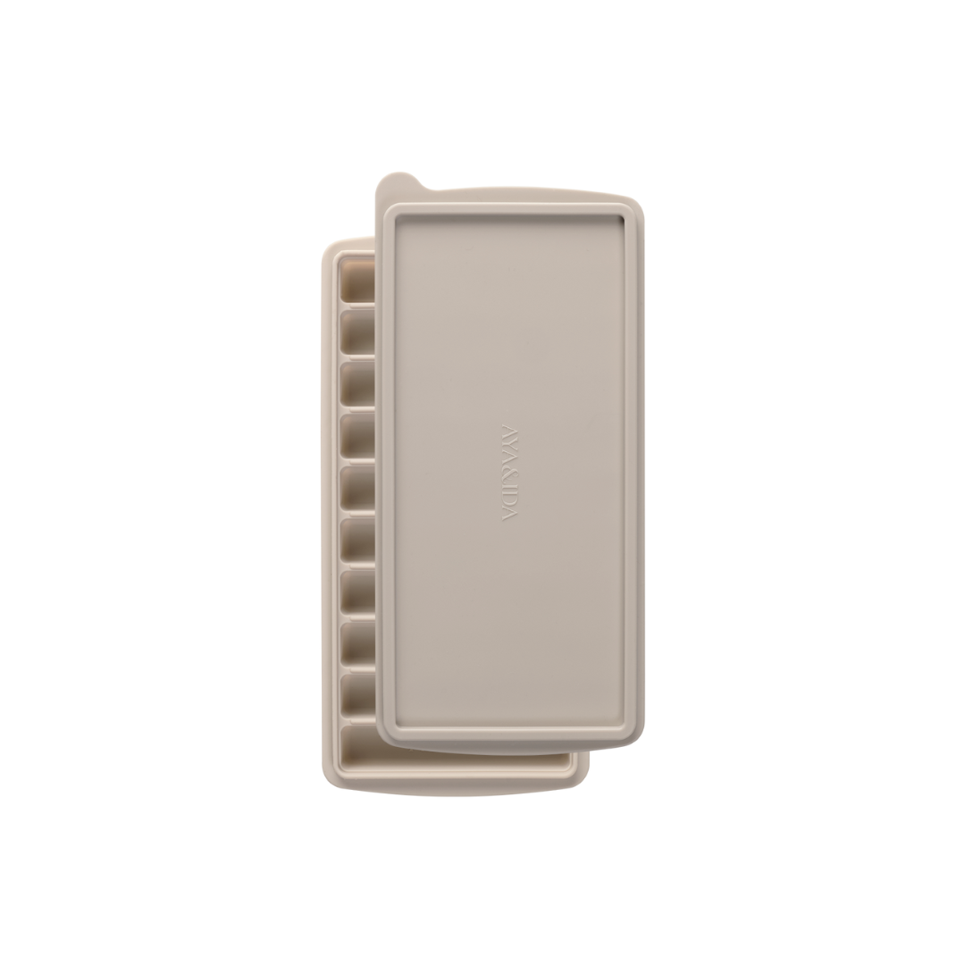 Isterningebakke, Cream Beige - isterningebakke med laag - isterningebakke silikone (1)