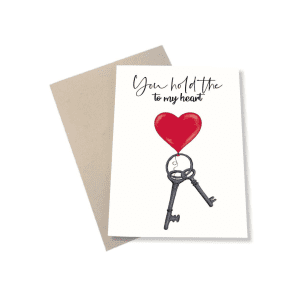 A6 kort - anledningskort - You hold the key to my heart - valentinsdag - valentinskort