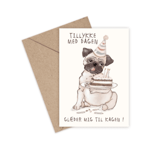 Glæder mig til kagen A6 kort - lykoenskningskort - mouse and pen