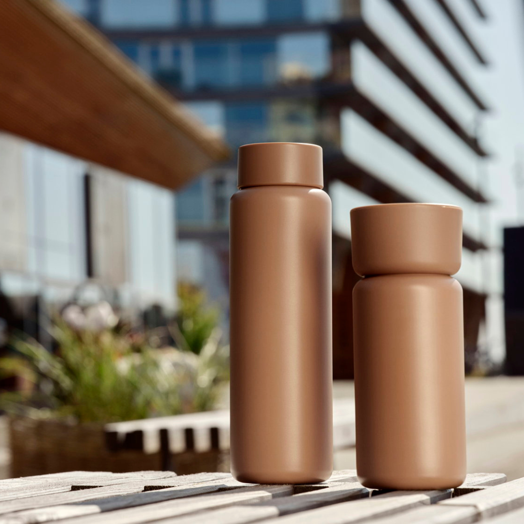 Zone Denmark termokop med to laag Camel - moerk beige - brun - mokka - 650 ml - vandflaske - cup2go