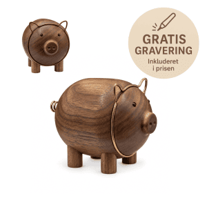 Aviendo Little pig walnut - lille gris valnoed - traefigur - mandelgave - gratis gravering