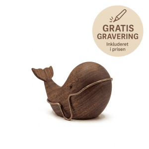 Aviendo Little whale walnut - lille hval valnoed - traefigur - gratis gravering
