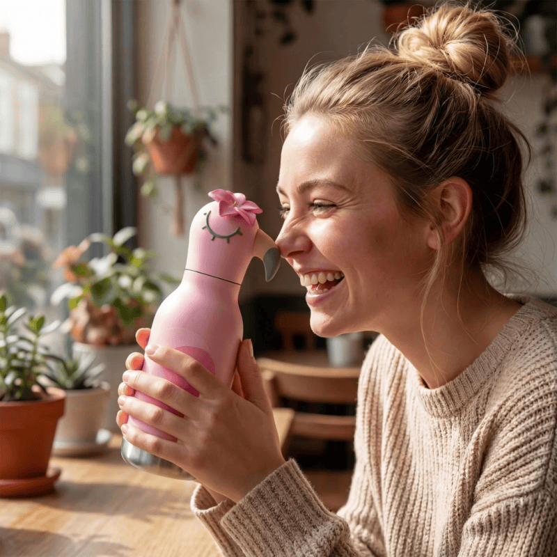 Flamingo Bestie drikkedunk - boernedrikkedunk - drikkeflaske - drikkedunk - Asobu - drikkedunk med navn (3)