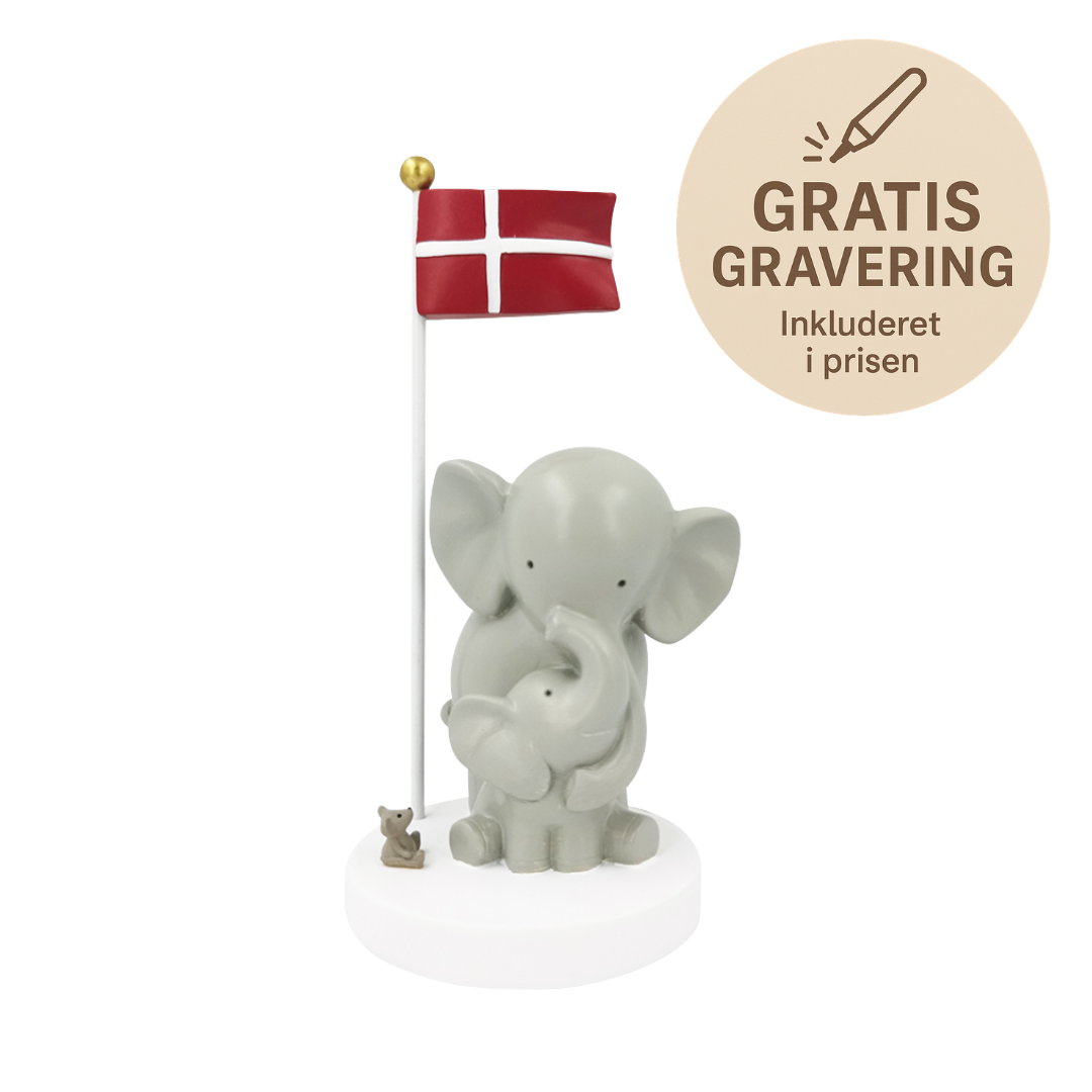 Bordflag elefant mor og barn - barselsgave - gave ved foedsel (1)