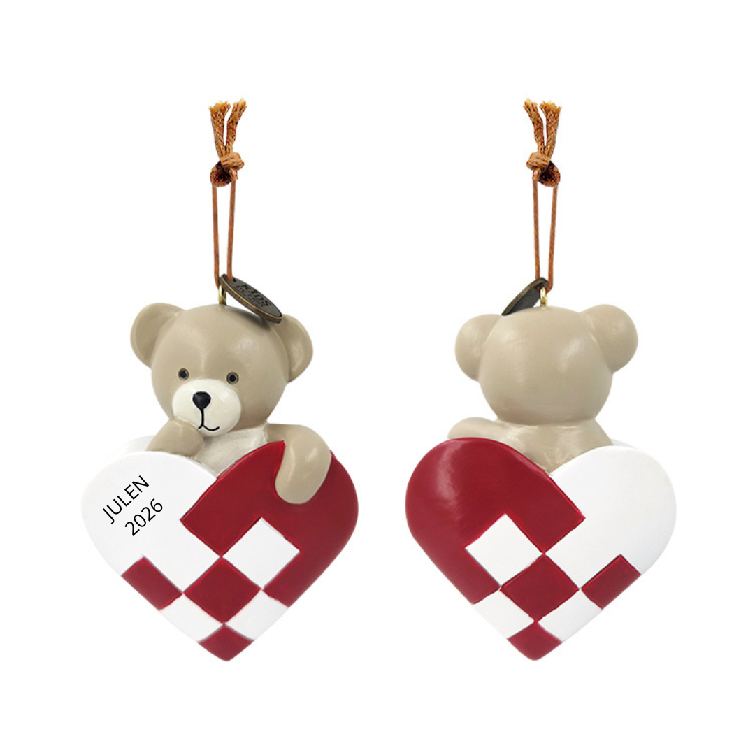 Kids by Friis - Juleophæng, Hjerte med beige bamse - Billede 2