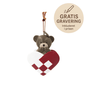 Ophaeng flettet hjerte med bamse brun - kids by friis - julepynt - gravering (1)