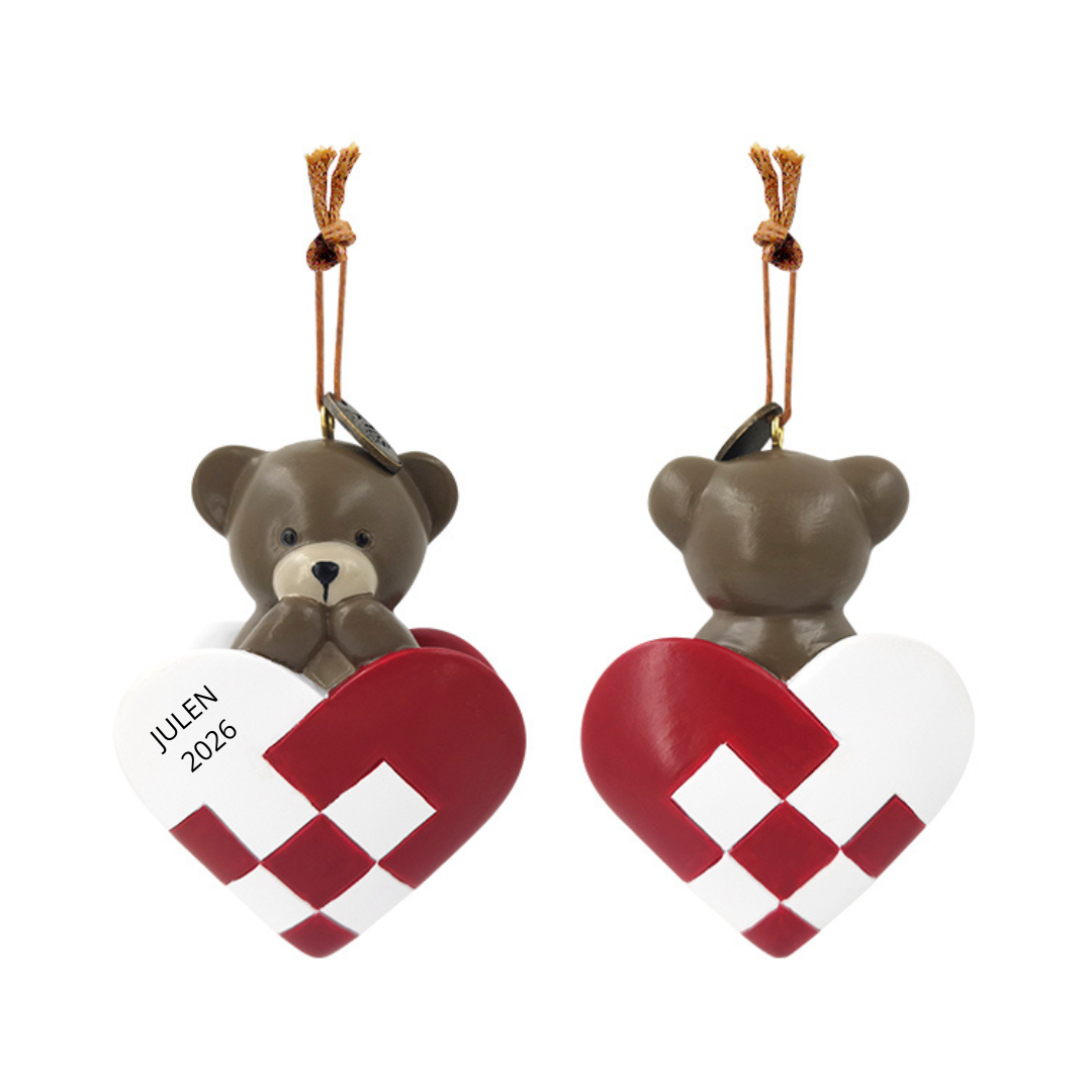 Kids by Friis - Juleophæng, Hjerte med brun bamse - Billede 2